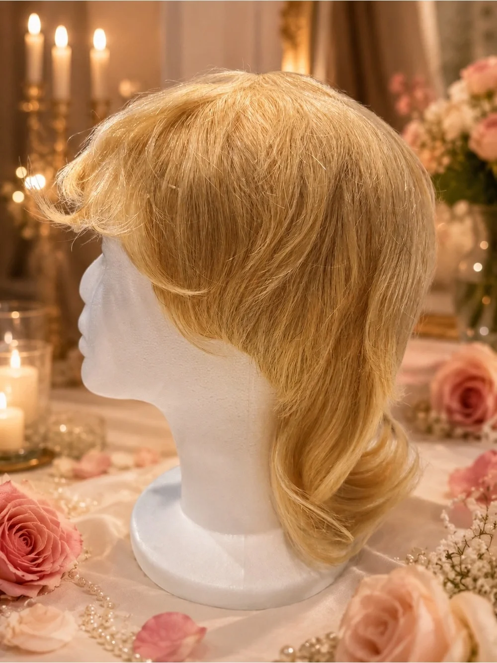 Short Golden Blonde Human Hair Wig with Soft Layers